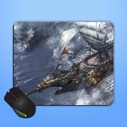 Ancient Dargaon Ship Illustration Mouse Pad Zapvi