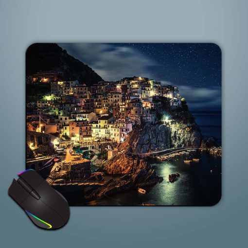 Night View Village Wallpaper Mouse Pad Zapvi