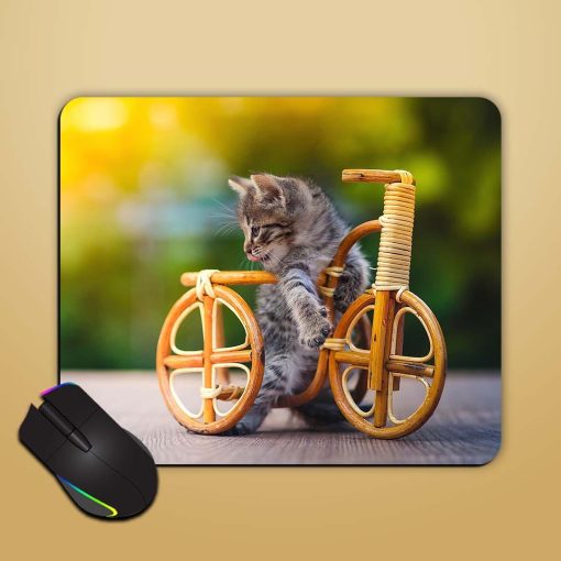 Cute Cat With Cycle Mouse Pad Zapvi