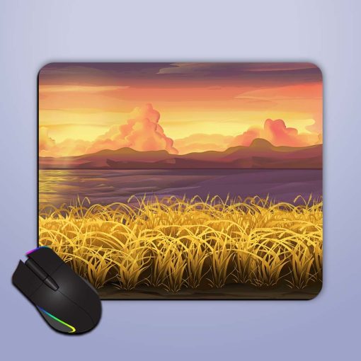 Wheat Field Illustration Mouse Pad Zapvi