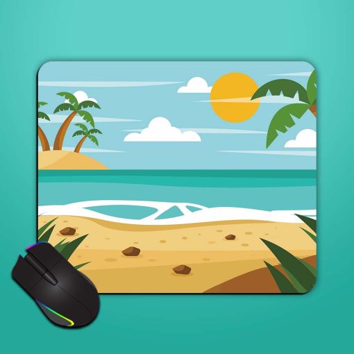 Sea Shore Illustration Mouse Pad Zapvi