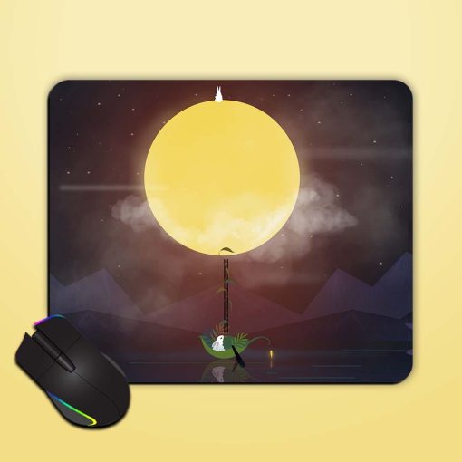 Rabbit Moon Illustration Art Mouse Pad Zapvi