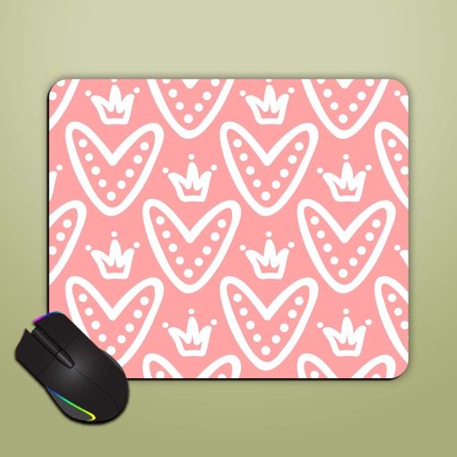 Cute Hearts Crowns Mouse Pad Zapvi