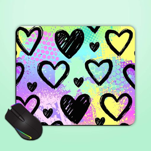 Bright Pattern Hearts Mouse Pad Zapvi