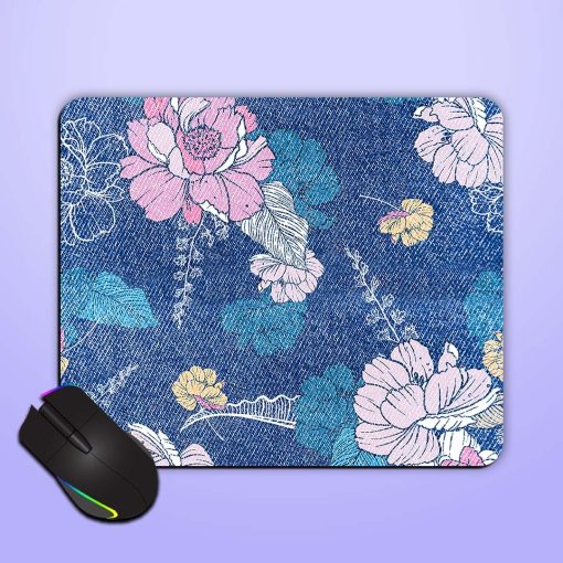 Denim Floral Background Mouse Pad Zapvi