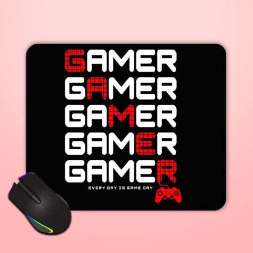 Gamer Typography Tee Mouse Pad Zapvi