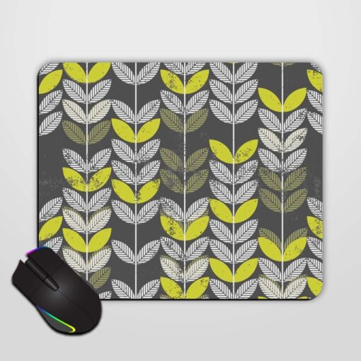 Retro Green Leaves Mouse Pad Zapvi