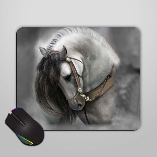 Painted White Horse Mouse Pad Zapvi