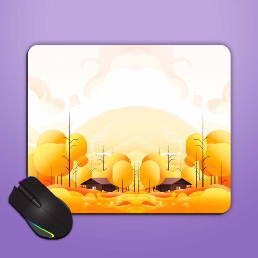 Village Illustration Mouse Pad Zapvi