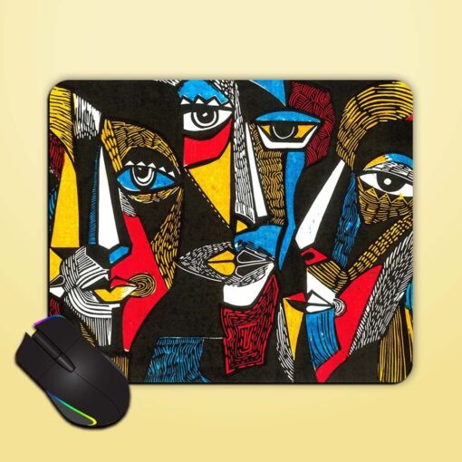 Modern Illustration Linocut Mouse Pad Zapvi