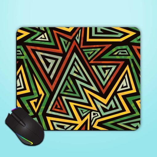 Green Tribal Geometric Mouse Pad Zapvi