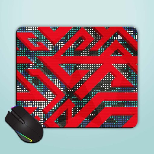 Red Geometric Seamless Mouse Pad Zapvi