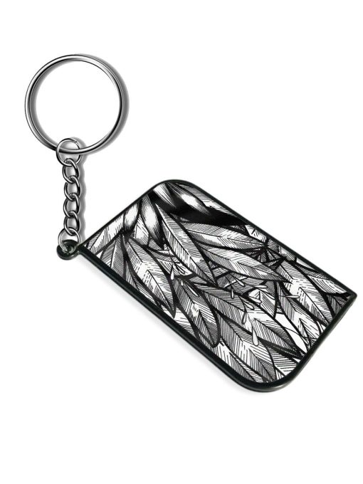 Black And White Tree Leave Keychain Zapvi