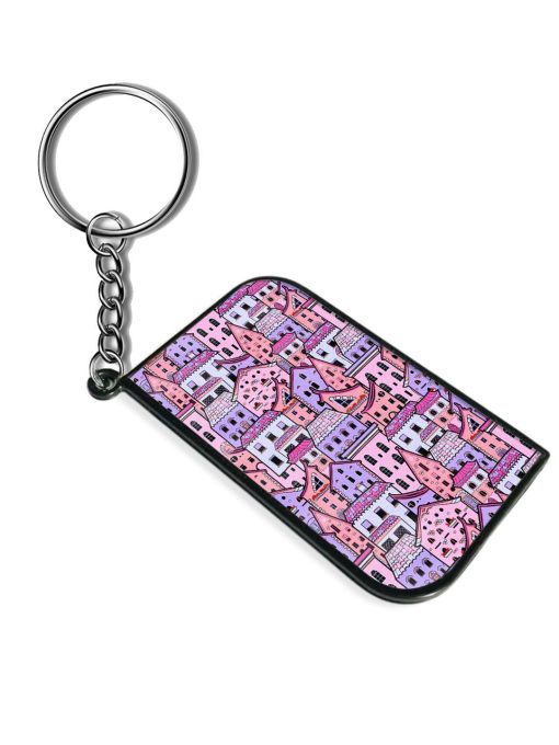 Seamless Pattern Houses Keychain Zapvi