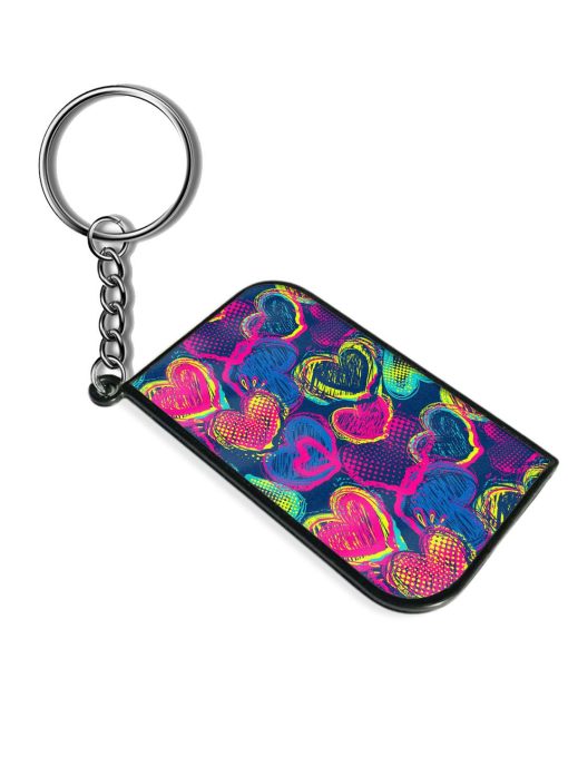 Abstract Seamless Hearts Keychain Zapvi