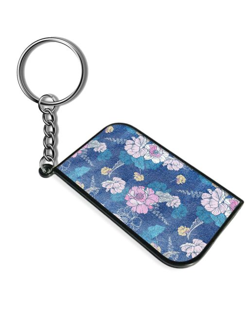 Denim Floral Background Keychain Zapvi