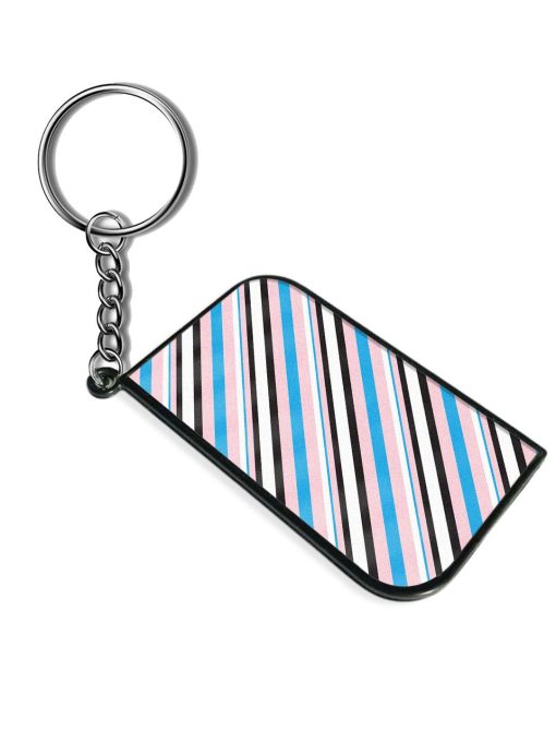 Pink Diagonal Striped Keychain Zapvi