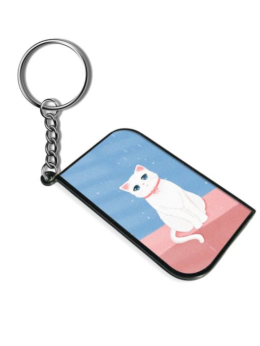 Cute White Cat Keychain Zapvi