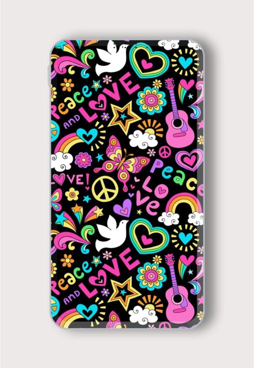 Peace Love Music Printed Designer 10000 mAh PowerBank Zapvi