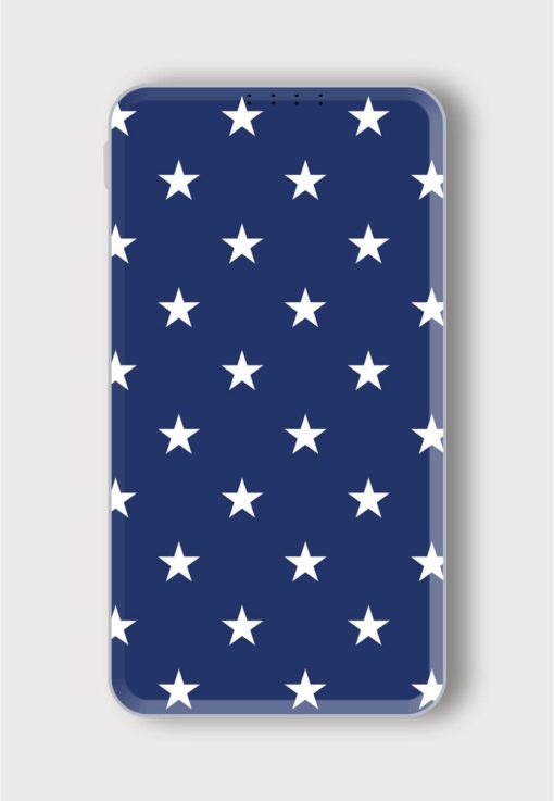 White Star Pattern Printed Designer 10000 mAh PowerBank Zapvi