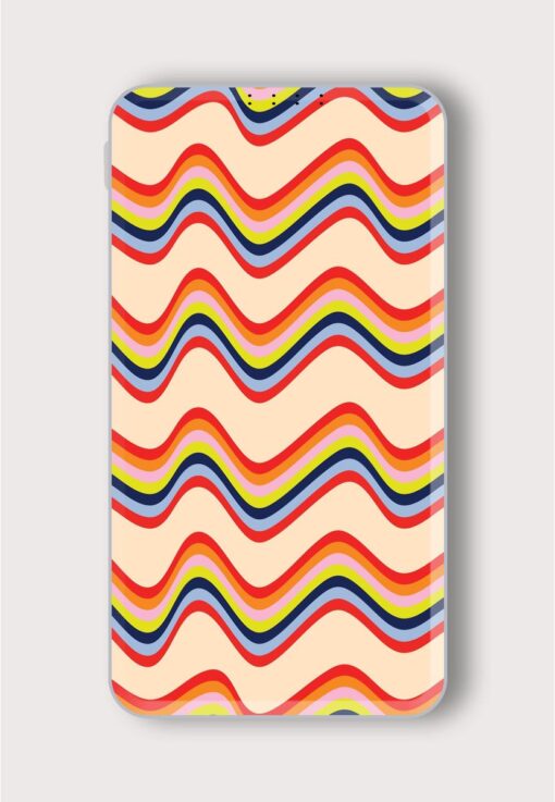 Wavy Rainbow Stripe Printed Designer 10000 mAh PowerBank Zapvi