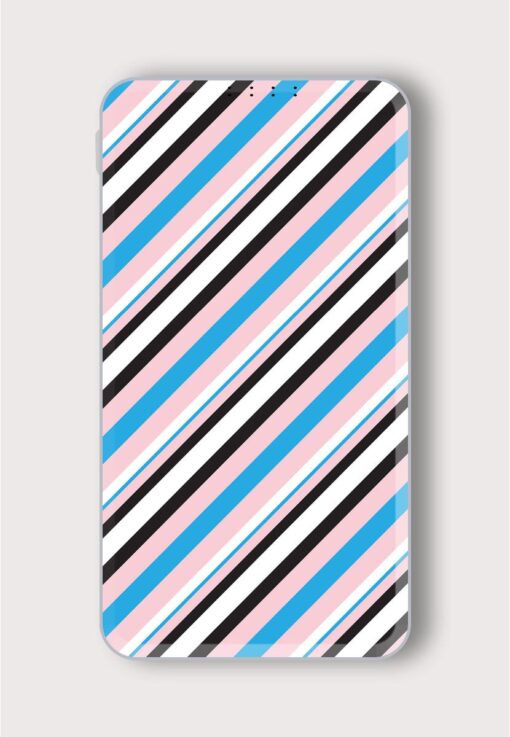 Pink Diagonal Striped Printed Designer 10000 mAh PowerBank Zapvi