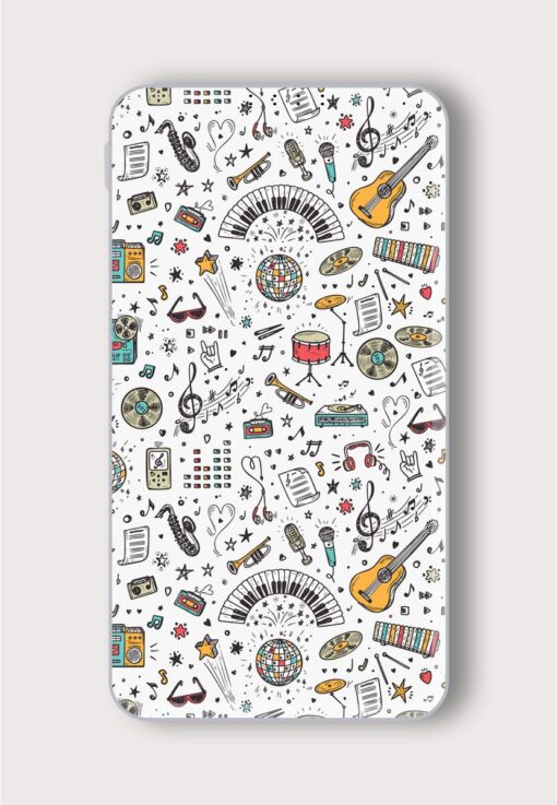 Vector Music Background Printed Designer 10000 mAh PowerBank Zapvi