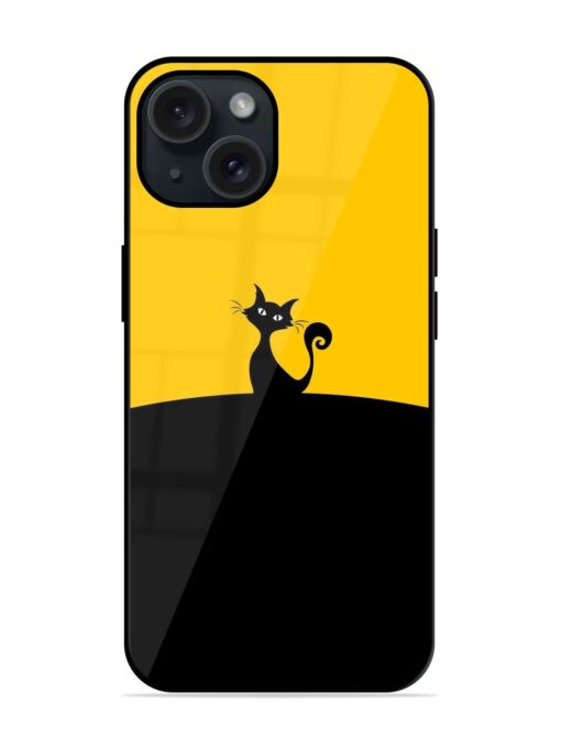 Black Yellow Cat Cartoon Glossy Metal TPU Case Zapvi