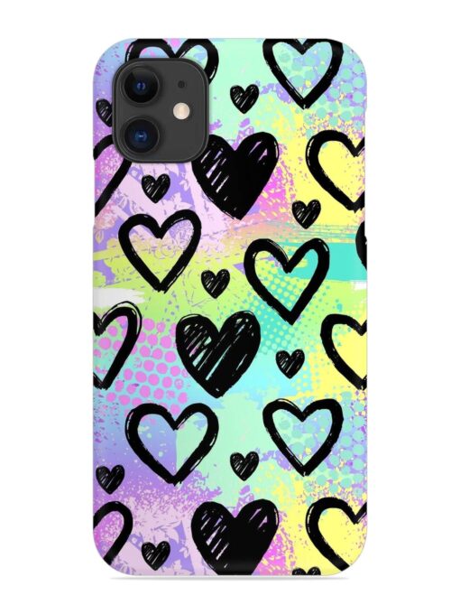 Bright Pattern Hearts Snap Case for Apple Iphone 11 Zapvi