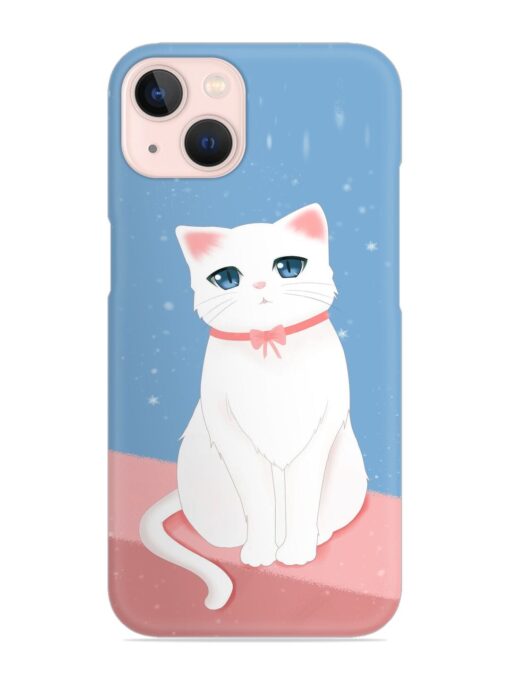 Cute White Cat Snap Case for Apple Iphone 13 Mini Zapvi