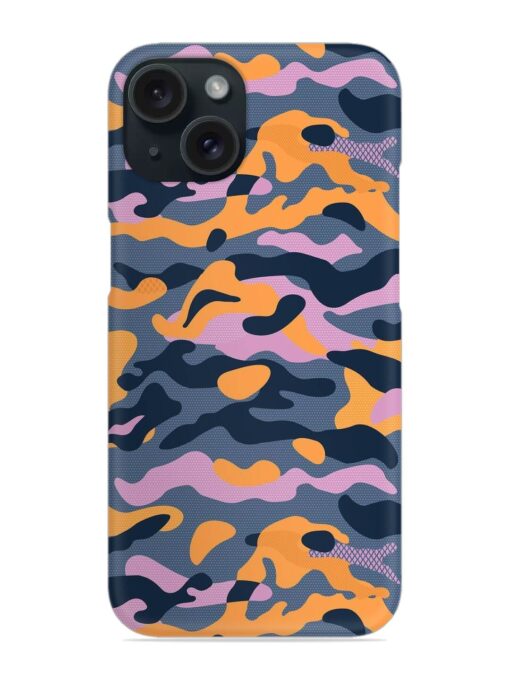 Camouflage Army Military English Orange Art Snap Case for Apple Iphone 15 Zapvi