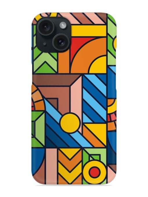 Colorful Geometric Snap Case for Apple Iphone 15 Zapvi