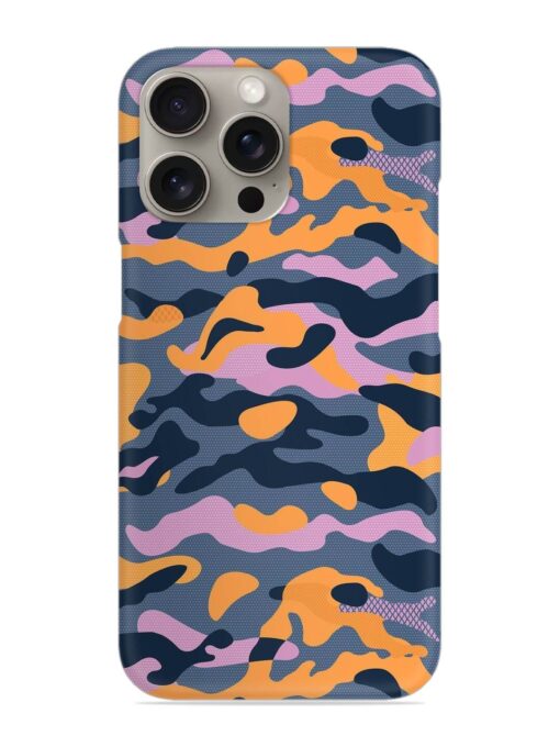 Camouflage Army Military English Orange Art Snap Case for Apple Iphone 15 Pro Zapvi