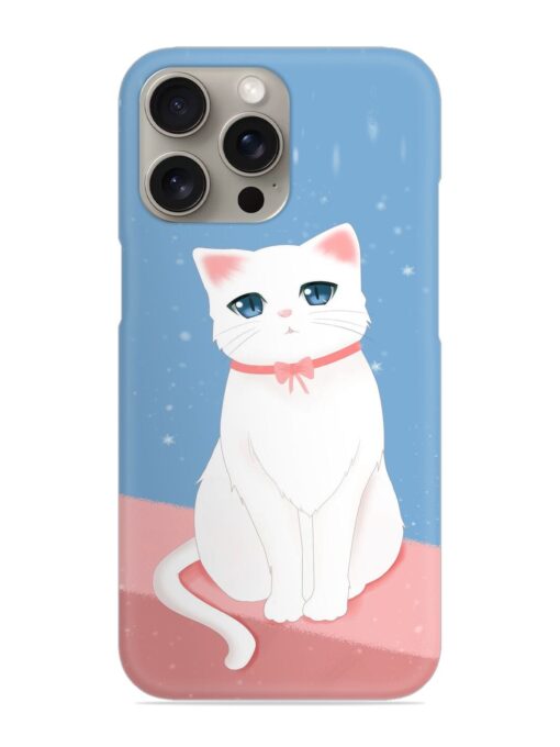 Cute White Cat Snap Case for Apple Iphone 15 Pro Zapvi