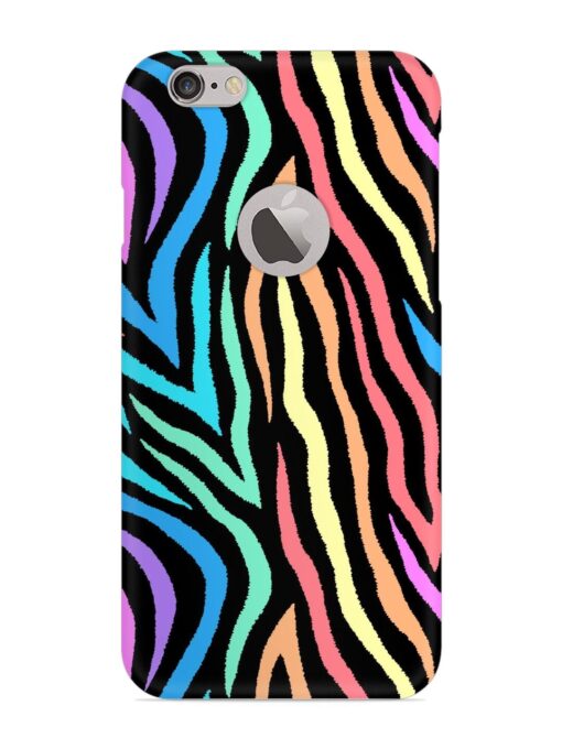 Colorful Abstract Zebra Snap Case for Apple Iphone 6 (Logo Cut) Zapvi