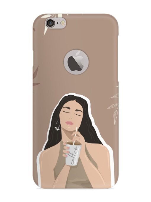 Girl With Coffee Snap Case for Apple Iphone 6 (Logo Cut) Zapvi