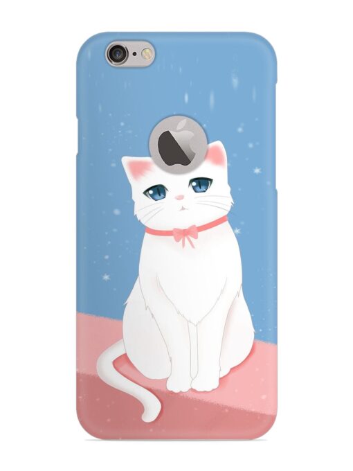 Cute White Cat Snap Case for Apple Iphone 6 (Logo Cut) Zapvi