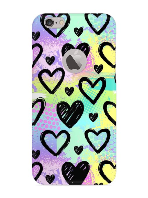 Bright Pattern Hearts Snap Case for Apple Iphone 6S (Logo Cut) Zapvi