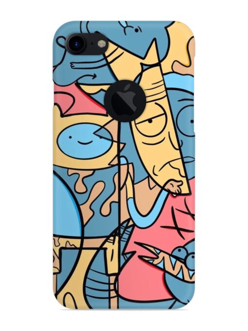 Silly Face Doodle Snap Case for Apple Iphone 7 (Logo Cut) Zapvi