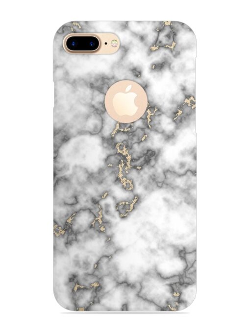 Gray And Gold Marble Snap Case for Apple Iphone 7 Plus (Logo Cut) Zapvi