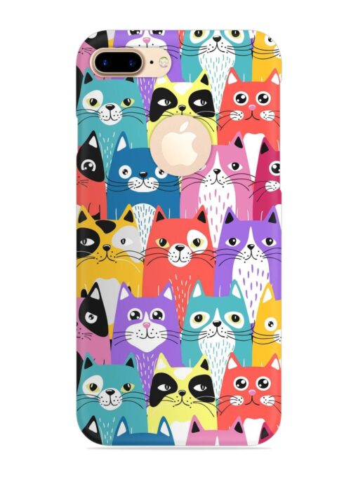 Funny Cartoon Cats Snap Case for Apple Iphone 7 Plus (Logo Cut) Zapvi