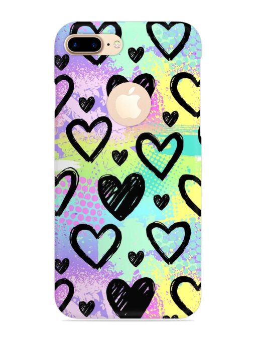 Bright Pattern Hearts Snap Case for Apple Iphone 7 Plus (Logo Cut) Zapvi