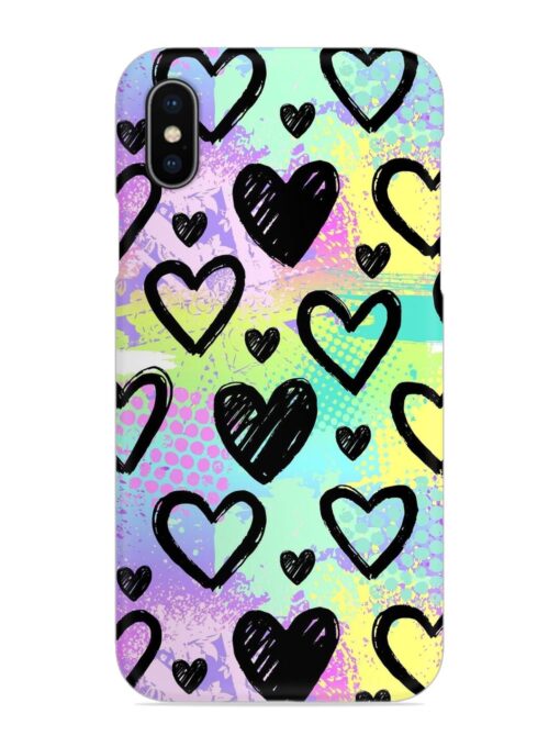 Bright Pattern Hearts Snap Case for Apple Iphone X Zapvi