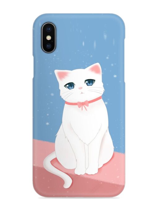 Cute White Cat Snap Case for Apple Iphone X Zapvi