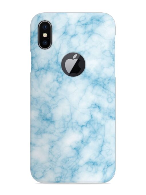 Blue White Natural Marble Snap Case for Apple Iphone X (Logo Cut) Zapvi