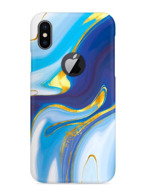 Watercolor Background With Golden Foil Snap Case for Apple Iphone X (Logo Cut) Zapvi