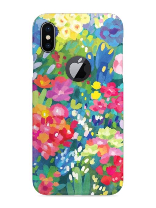 Watercolor Flower Art Snap Case for Apple Iphone X (Logo Cut) Zapvi