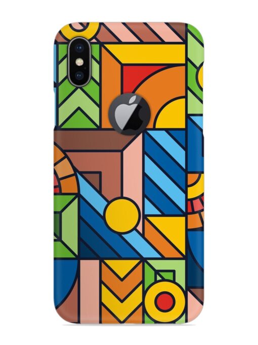 Colorful Geometric Snap Case for Apple Iphone X (Logo Cut) Zapvi