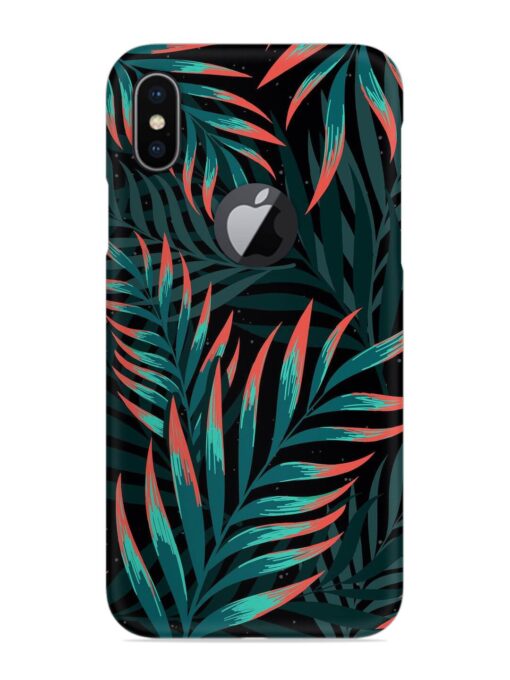 Green Leaf Art Snap Case for Apple Iphone X (Logo Cut) Zapvi