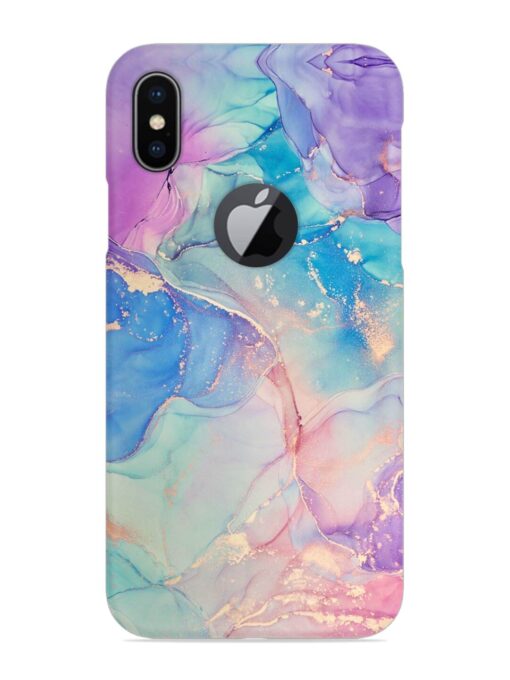 Alcohol Ink Colors Snap Case for Apple Iphone X (Logo Cut) Zapvi